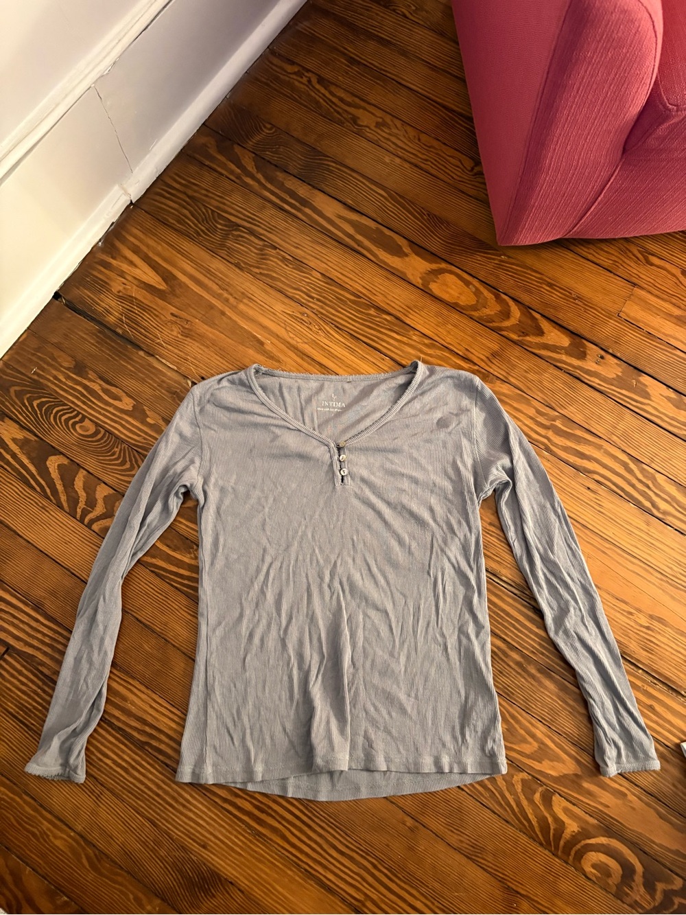 Light Blue Women's Long-Sleeve Henley Top